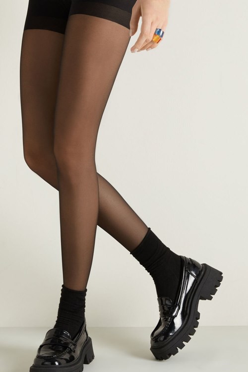 Tezenis 20 Den Sheer Push-Up Tights Czarne Czarne | 6207-RVYBN