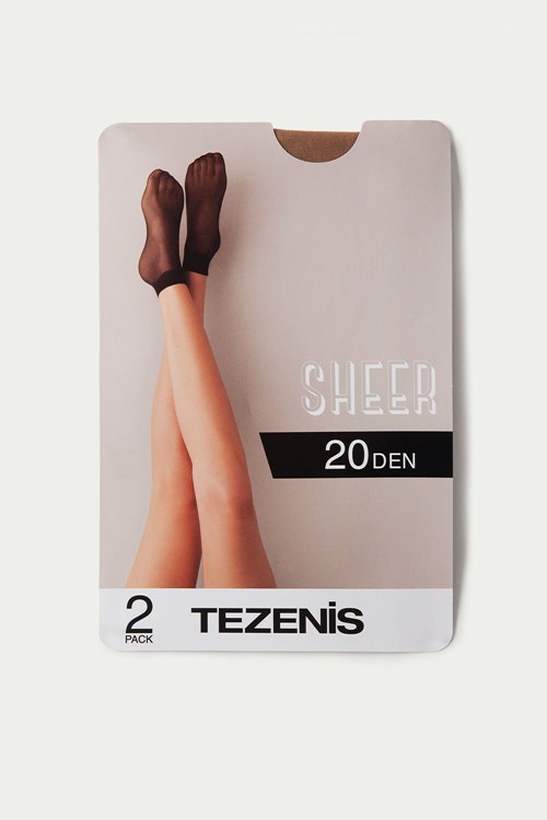Tezenis 2 X 20 Den Appearance Sheer Krótkie Socks Nude Nude 1748 | 7603-WTYLU