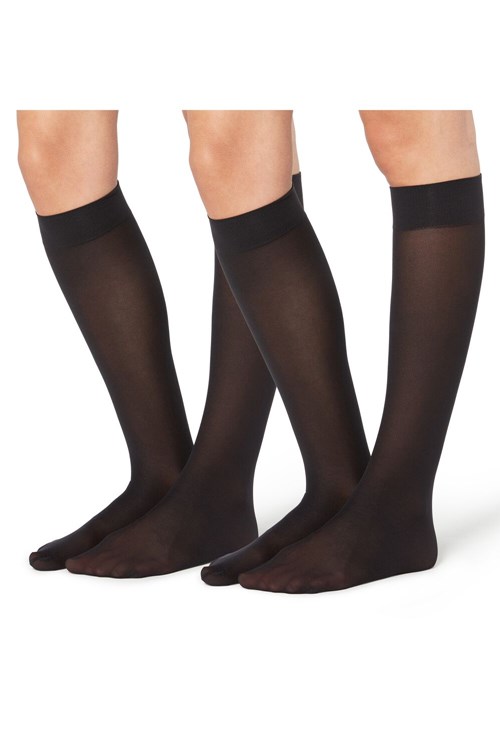 Tezenis 2 X 50 Den Microfiber Knee-Highs Czarne Czarne | 6520-TNFVR