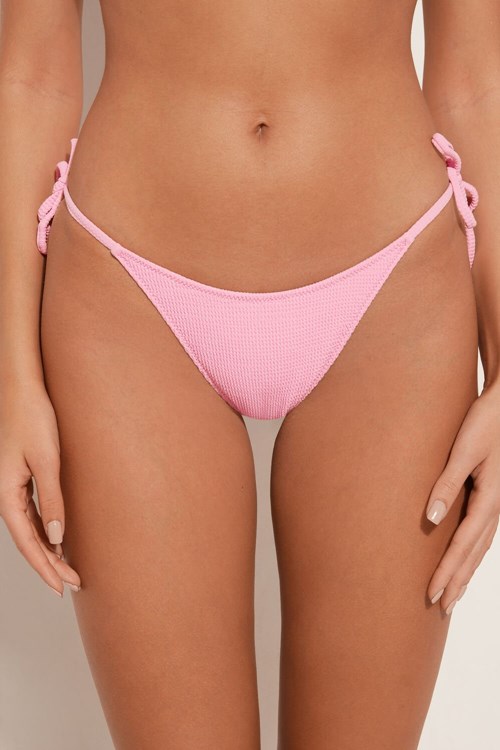 Tezenis 3D Effect String Brazilian Bikini Bottoms Różowe Różowe | 3768-EJFHD