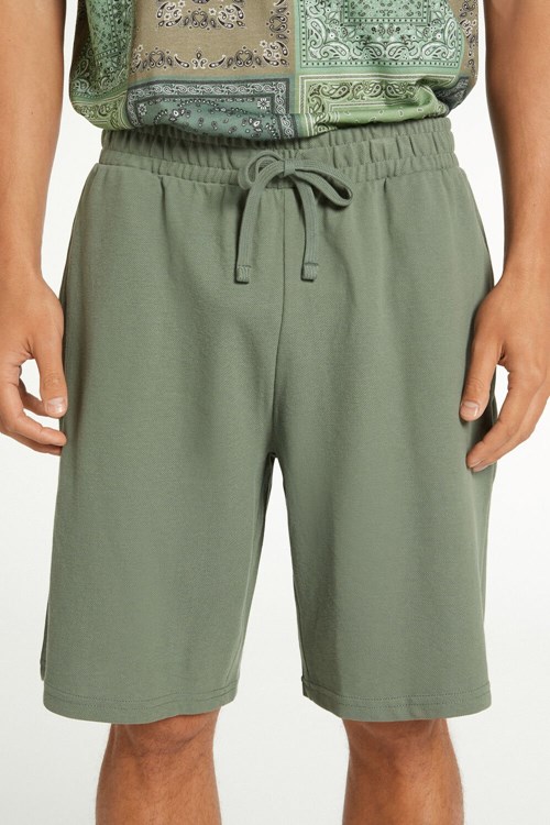 Tezenis Bawełniane Pique Shorts Zielone Zielone | 8902-DKFEH