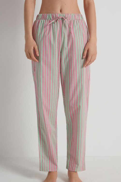 Tezenis Bawełniane Płócienne Trousers with Drawstring Zielone Zielone | 2387-KRGVU