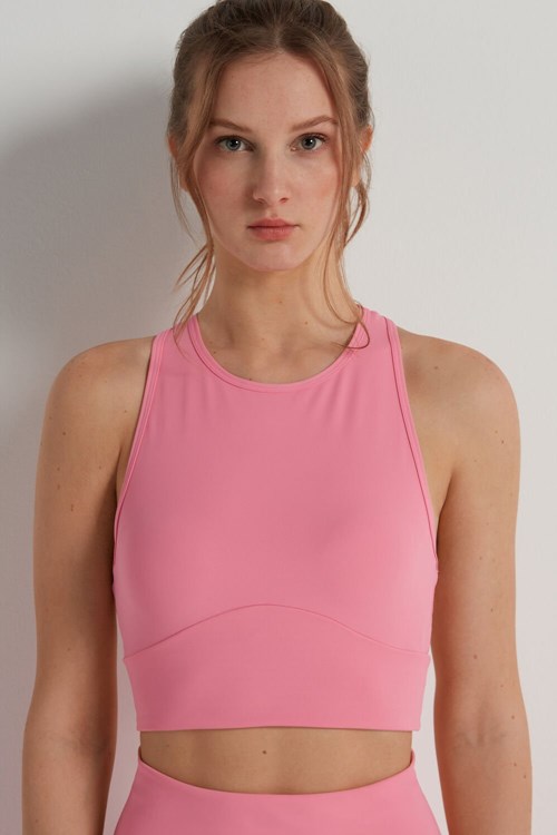 Tezenis Bez Rękawów Microfiber Crop Top Różowe Różowe | 0697-IGXRJ