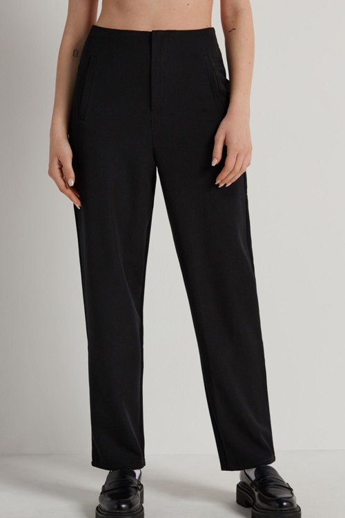 Tezenis Cloth Cigarette Pants Czarne Czarne | 9413-YKLAP