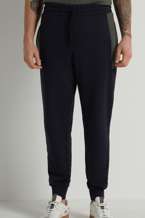 Tezenis Color Block Fleece Sweatpants Niebieskie Ciemny Zielone | 7914-MKVEZ