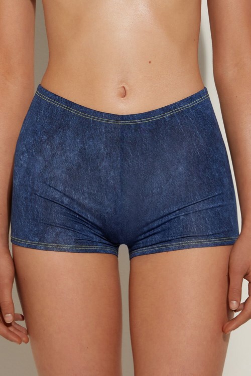 Tezenis Denim Boyshorts Niebieskie | 6720-HWKOY