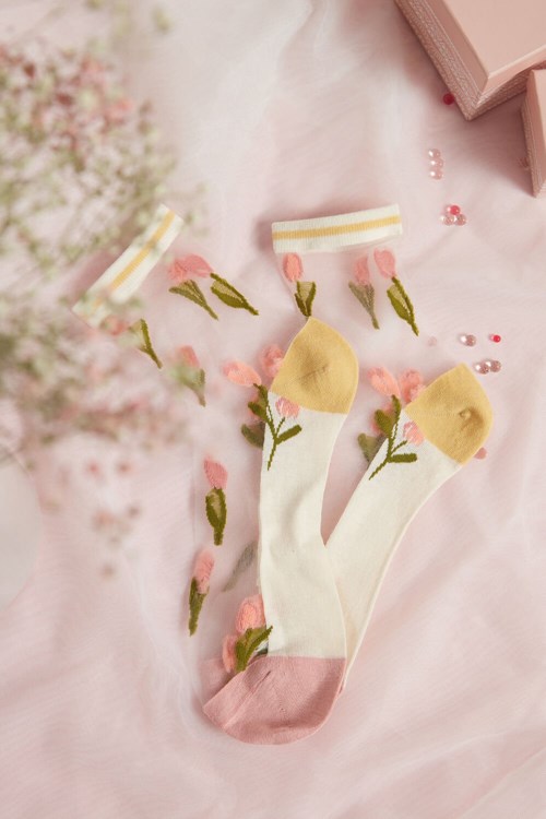 Tezenis Fancy Bawełniane Crew Socks Białe | 1584-WBGFM
