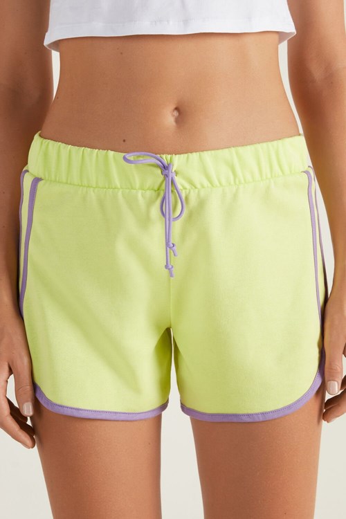 Tezenis Fleece Piping Shorts Żółte | 1863-YEGLD