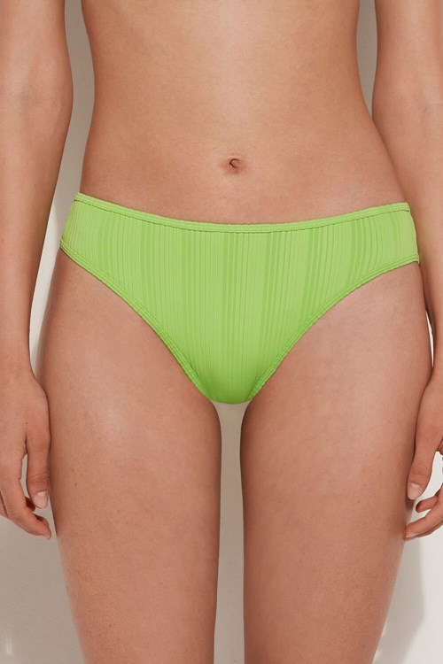 Tezenis Green Żebrowany Recycled Microfiber Klasyczne Bikini Bottoms Zielone Zielone | 0478-KOXSP