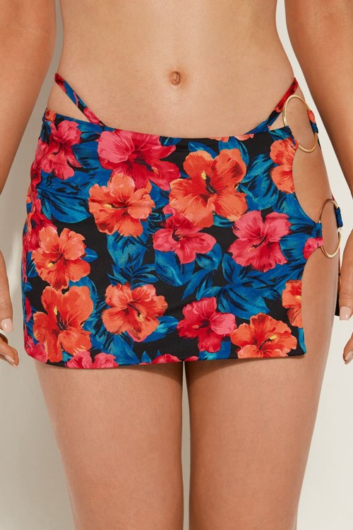 Tezenis Hawaiian Sunset Pareo Mini Skirt Niebieskie Kwiaty | 4317-QKXLH