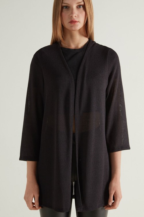 Tezenis Long Sleeve Open Front Cardigan Czarne Czarne | 2460-JSFMU