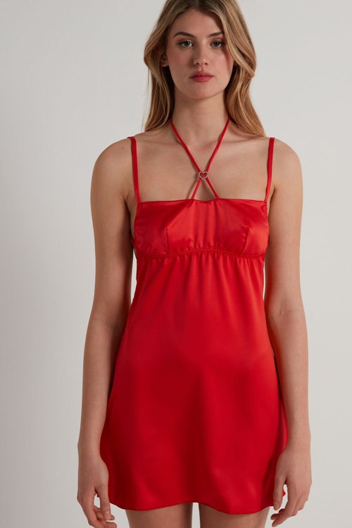 Tezenis Love Potion Satin Slip Czerwone Czerwone | 8635-WAXVF