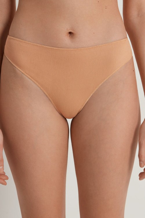 Tezenis Nude String High-Stanem Brazilian Panties Ciemny | 4526-YIBUF