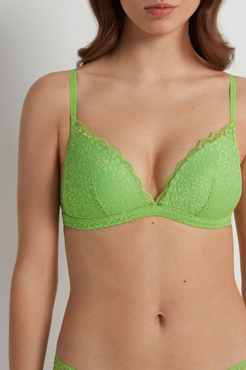 Tezenis Positano Koronkowe Watowany Triangle Bra Zielone Zielone | 9537-EOVDT