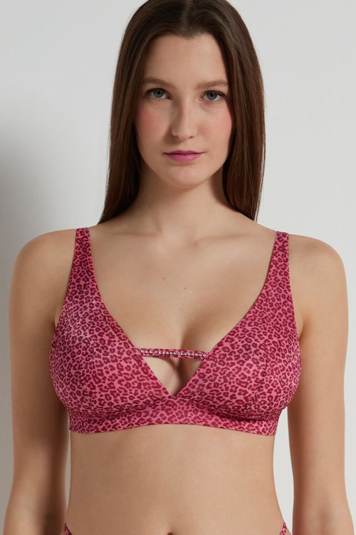 Tezenis Pretty Leopard Triangle Bra Różowe Panterka | 3650-AWCJM