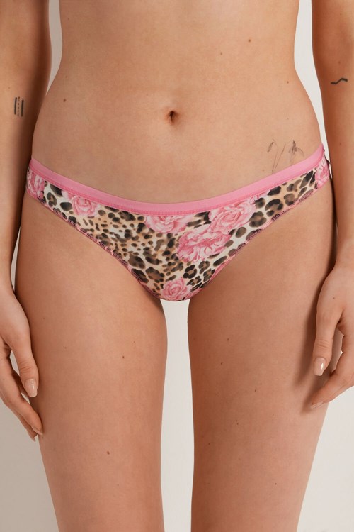 Tezenis Printed Bawełniane Brazilian Brief Różowe | 8596-KPRDQ