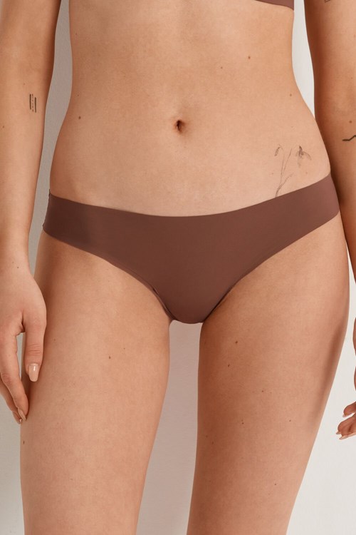 Tezenis Raw-Edge Microfiber Cheeky Brązowe Brązowe | 1246-IPXLW