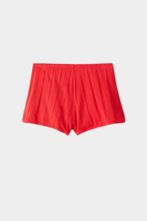 Tezenis Recycled Red Żebrowany High Stanem Full Coverage Bikini Bottom Czerwone Czerwone | 2954-DBHVU