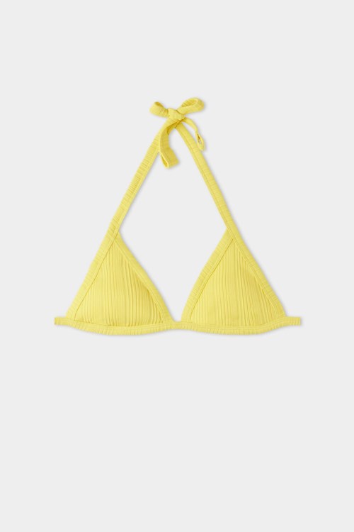 Tezenis Removable Cup Recycled Żebrowany Triangle Bikini Top Żółte Cytrynowy Żółte | 2193-GCFUL