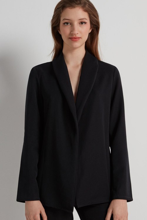 Tezenis Solid Color Open Front Blazer/Jacket Czarne Czarne | 2176-BCVEM