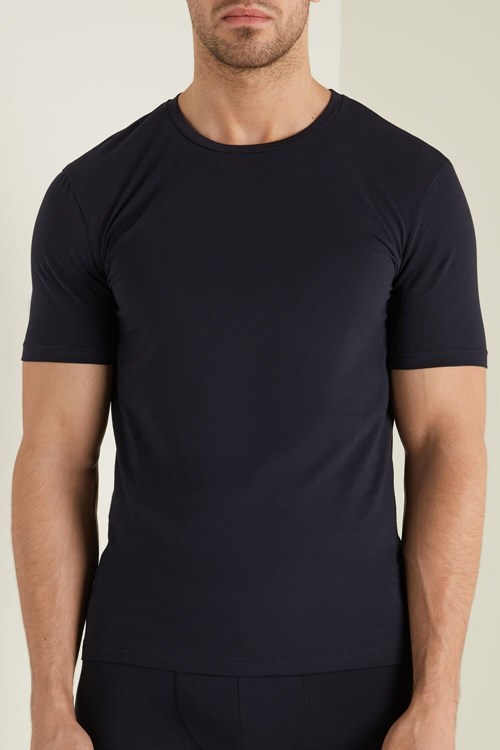 Tezenis Stretch Bawełniane T-Shirt Niebieskie Ciemny Niebieskie | 7034-FATOV