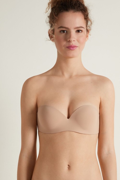 Tezenis Super Watowany Hold-Up Bandeau Bra with Silikon Back Nude Natural Blush 1905 | 1086-UKQVX