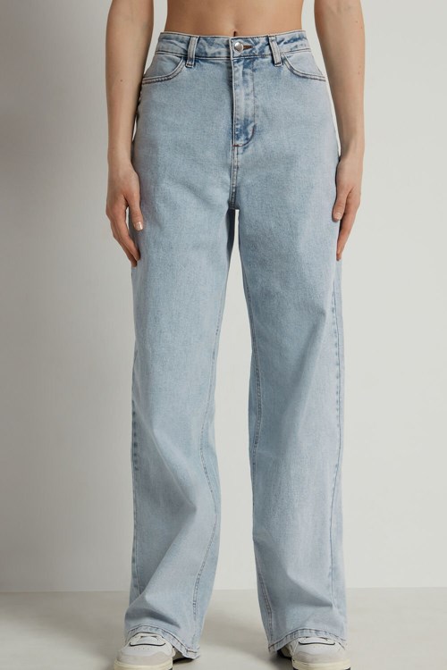 Tezenis Szerokie Leg Jeans Niebieskie | 2619-GWCBR