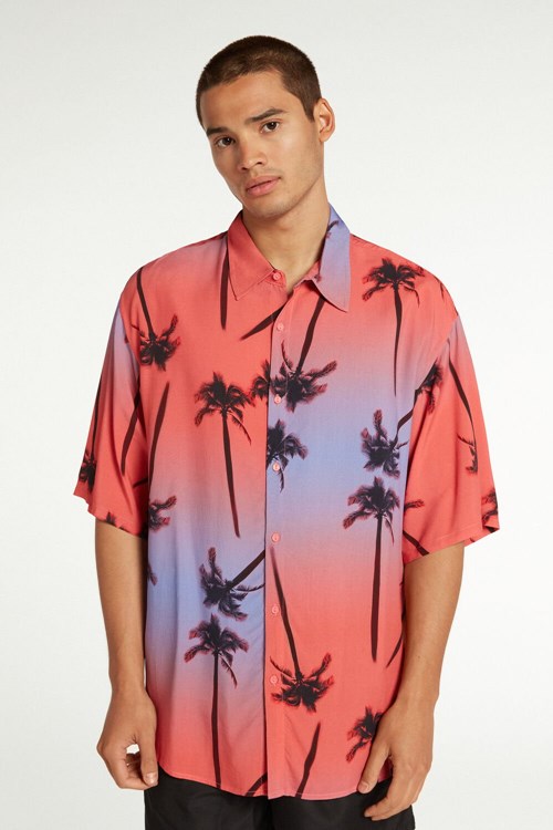 Tezenis Viscose Fabric Krótkie-Sleeve Shirt Różowe | 8029-PBDKA